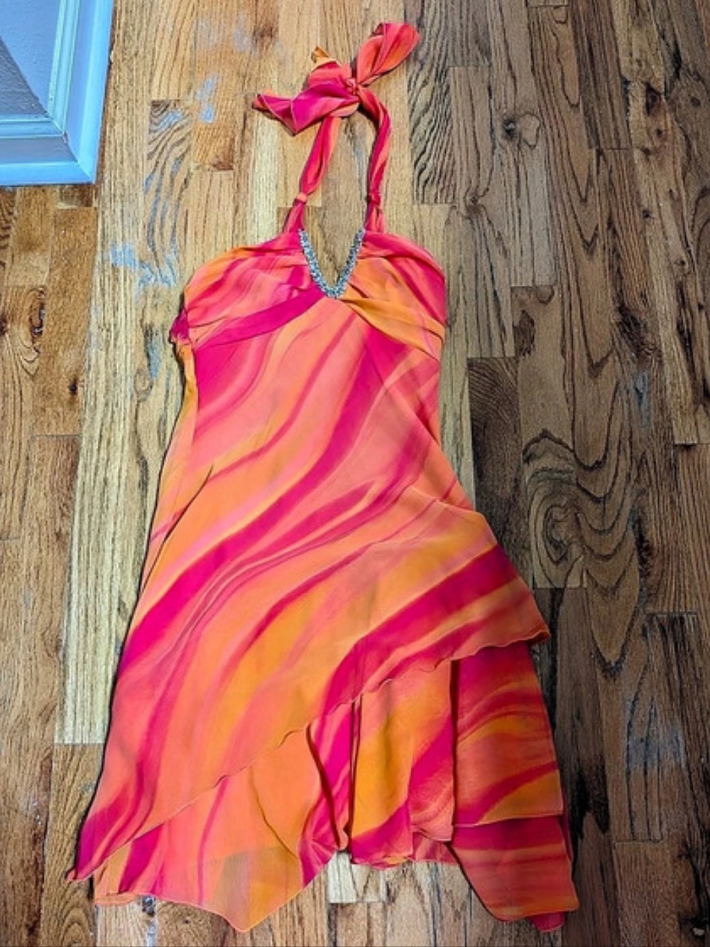 My Michelle Pink & Orange Knee Length Halter Dress